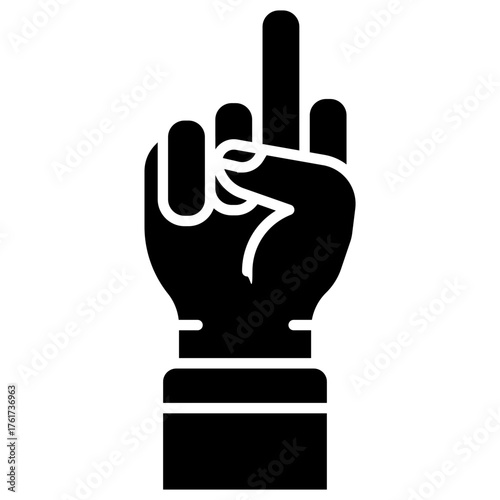 Middle finger hand vector icon. Hand gesture icon solid style. perfect use for logo, presentation, website, and more. modern icon design glyph style