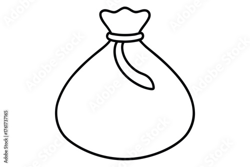Stylized depiction of a tied sack or pouch with minimalist black line art