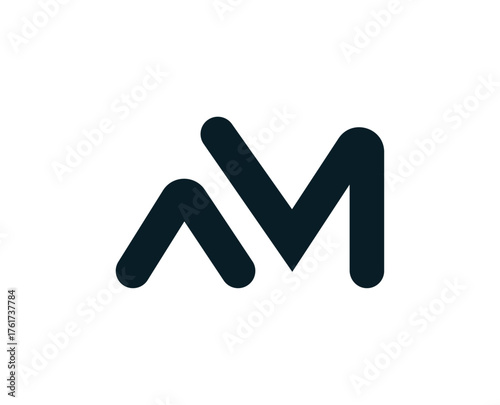 AM logo vector icon of a business symbol with an arrow and letter concept