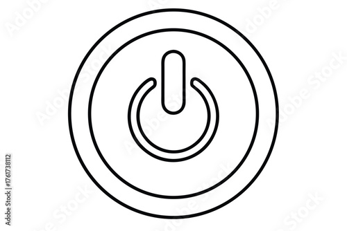 Minimalist Power Button Icon Outline, Simple and Clean Vector Illustration