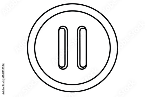 Simple black and white pause button icon, minimal design and outline