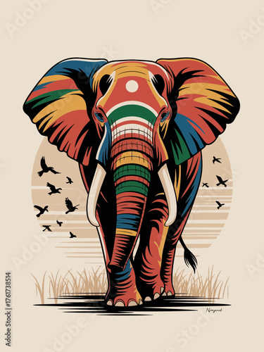 Colorful Elephant Vector Graphic Art Design