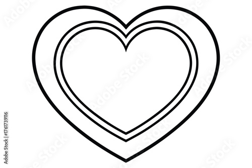 Triple lined heart shape as a graphic design element in monochrome