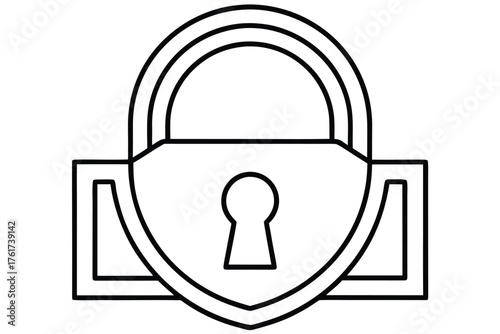Stylized single line illustration of a padlock with a keyhole design