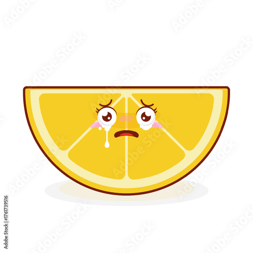 Slice lemon scared face cartoon cute