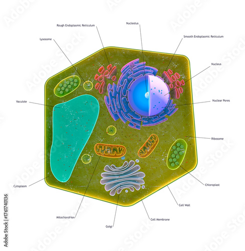 Artwork showing plant cell structure