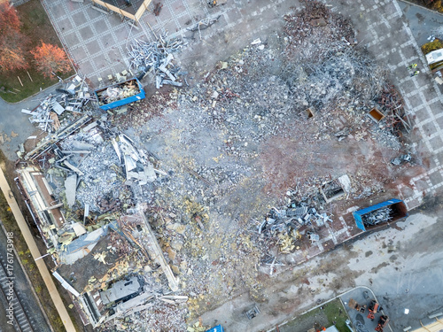 Aerial view of a demolition site