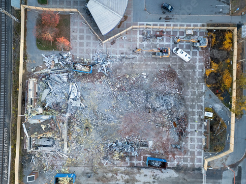 Aerial view of a demolition site