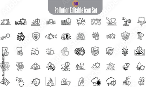 Collection of hand drawn shield emblems and crests in a vintage illustrative style
