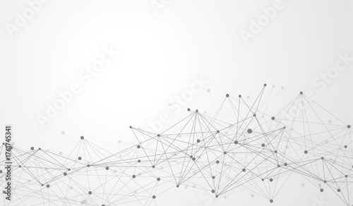 Abstract tech network connection dots. Digital background and big data technology. Blue background with plexus lines. Geometric background with abstract mesh