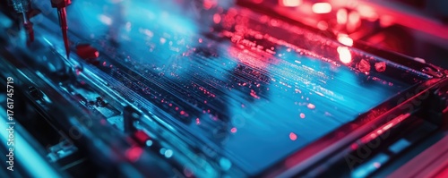 Applying liquid crystal to electronic component.