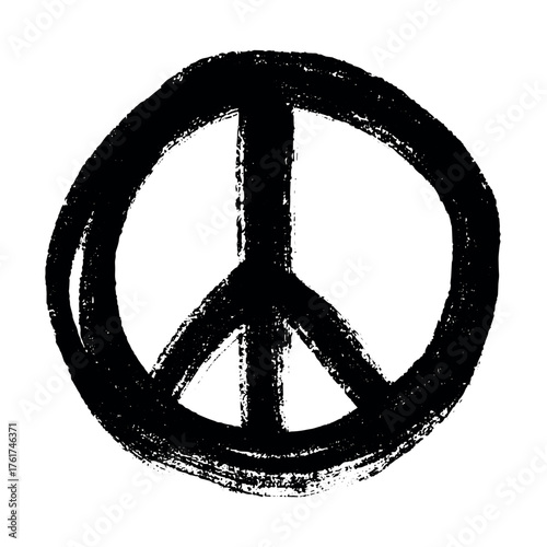Hand drawn peace sign No war symbol Hippie clipart in doodle style Single element for print, web, design, decor