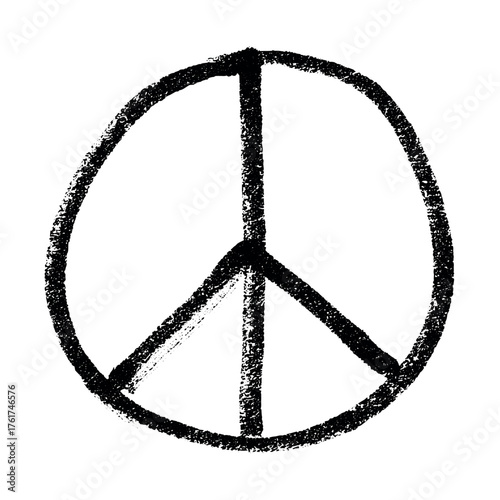 Hand drawn peace sign No war symbol Hippie clipart in doodle style Single element for print, web, design, decor