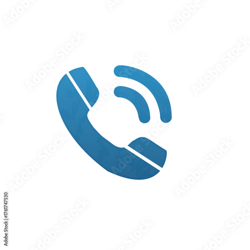 Blue Telephone Icon, Communication Symbol, Call Signal Graphic, Modern Vector Design, Connectivity Illustration, Contact Information Art, Voice Interaction Logo