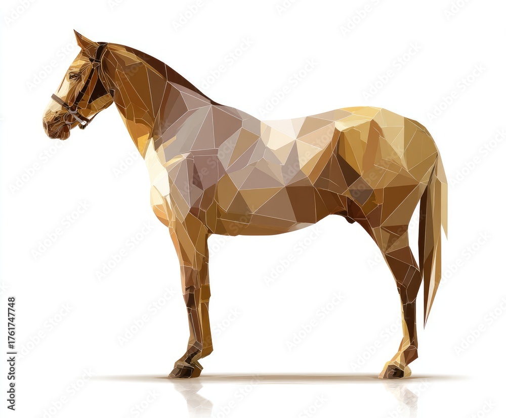 Obraz premium Polygonal illustration of a majestic horse in a stylized geometric design showcasing elegance