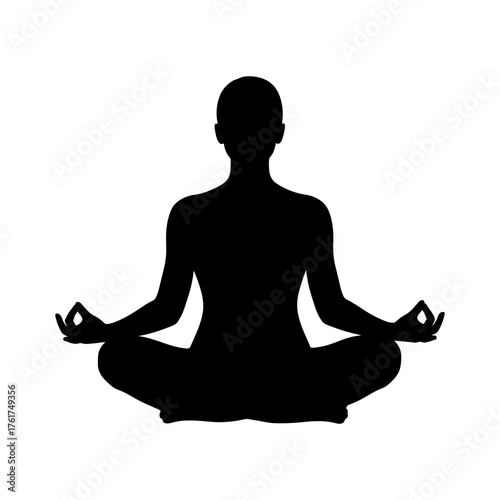 Serene silhouette meditating in lotus pose, embodying inner peace, mindfulness, and holistic wellness for a balanced life and spiritual journey