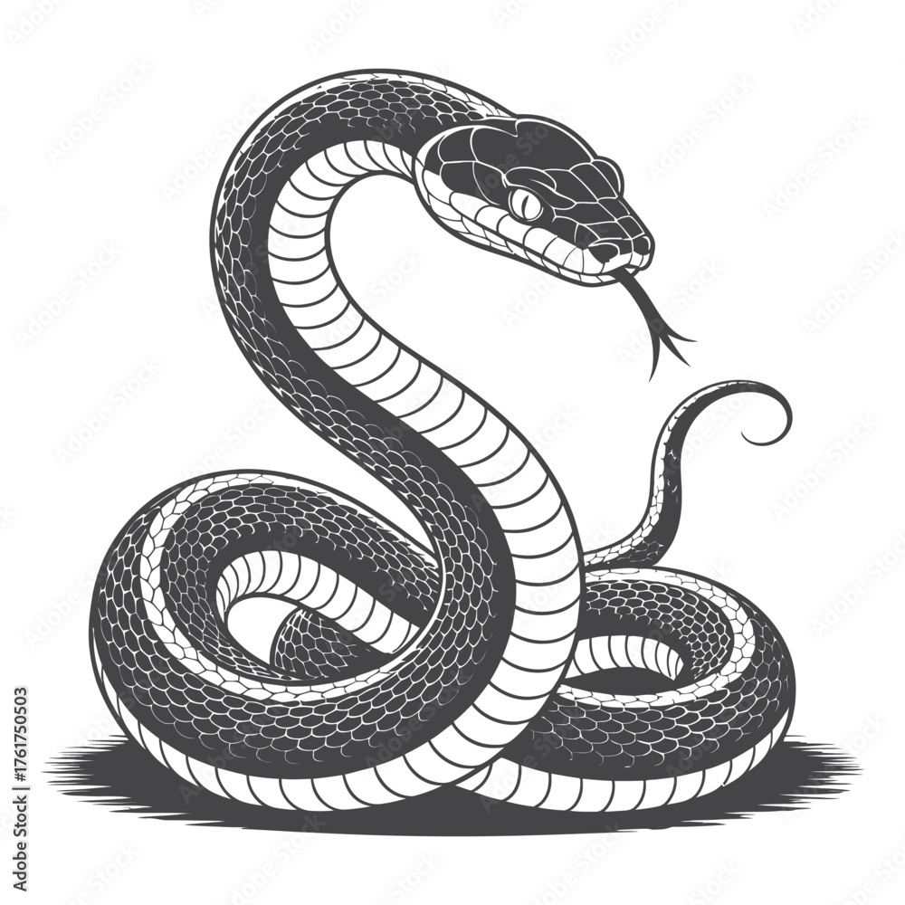 Fototapeta premium vector illustration of a black snake