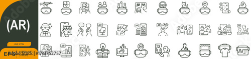 Augmented Reality (AR) Icon Set – Symbols of Immersive Interaction, Smart Interfaces, and Digital Overlay