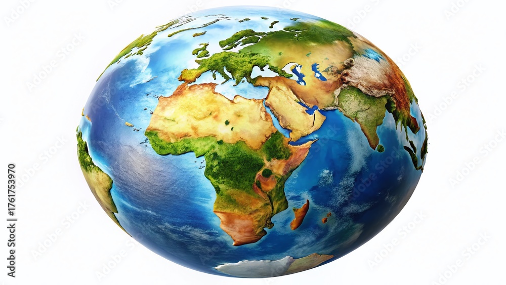 Naklejka premium High-Resolution World Globe Map Isolated on White Background, Detailed Planet Earth