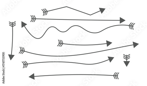 Hand drawn arrows collection with different shapes and directions