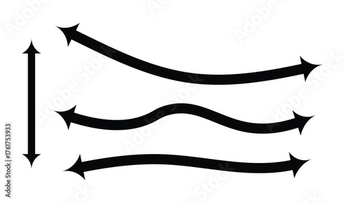 Three wavy arrows pointing right showing different levels of fluctuation