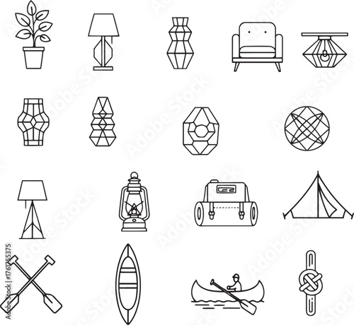 Versatile icon set with diverse color options and classic typography