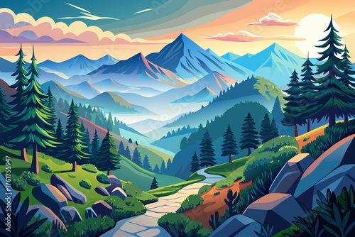 vector of Great Smoky Mountains National Park (Great Smoky Mountains) – Tennessee and North Carolina
Misty mountains, forested trails and landscapes that change color with each season.