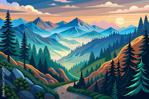 vector of Great Smoky Mountains National Park (Great Smoky Mountains) – Tennessee and North Carolina
Misty mountains, forested trails and landscapes that change color with each season.