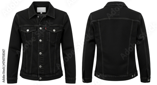 Black denim jacket front  back