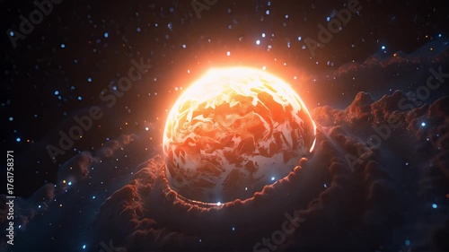 planets in a vibrant nebula cosmic scene space ; fantasy art background