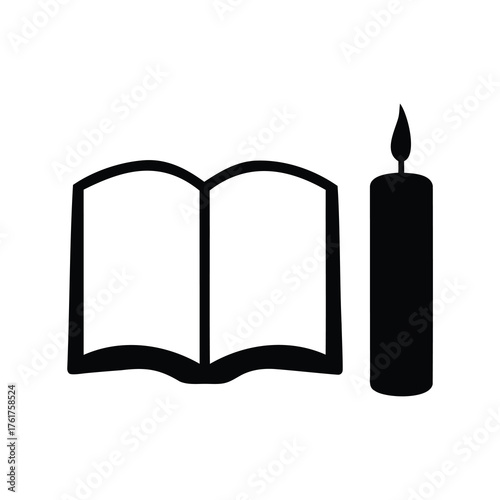 Book and Candle Still Life Symbolic of Knowledge Light and Learning