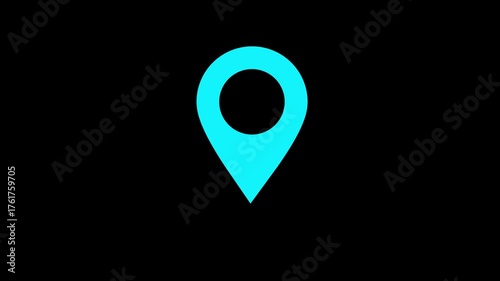 levitating location pin icon animation, pinpoint a location on the map, Location Pin. sky blue pin moves up and down,4k motion