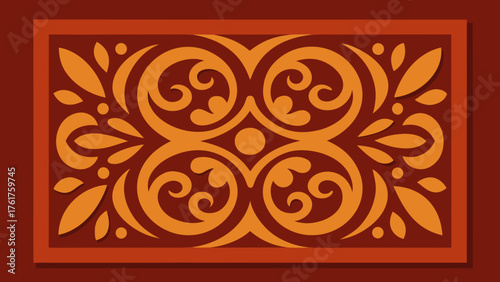 Decorative Carved Wooden Panel Illustration