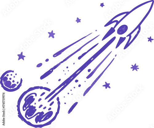 Reach for the Stars with this Whimsical Rocket Design Perfect for Invitations, Branding, or Creative Projects that Need a Touch of Cosmic Adventure