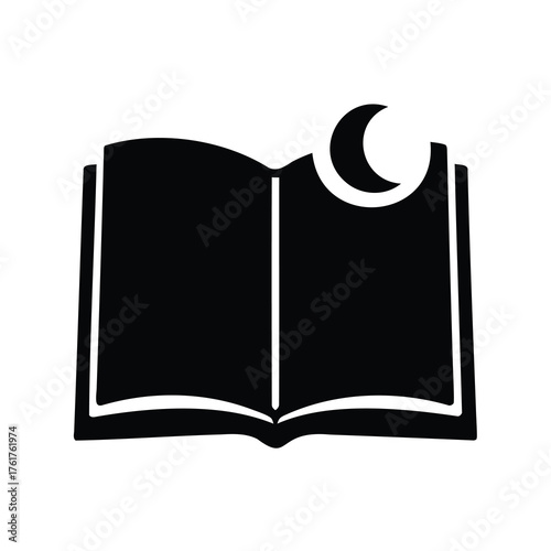 Open book and moon icon representing night reading and quiet contemplation