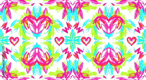 Colorful hearts pattern design seamless vector background for valentine day love and romantic decoration art