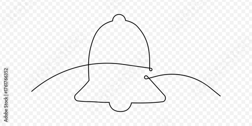 Single line bell. Hand drawn alarm. Doodle bell