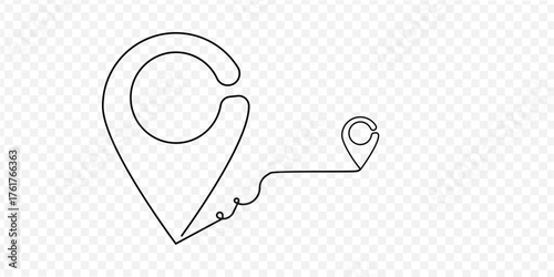 Location pin line art style. Map marker. Single line location marker