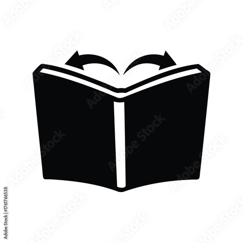 Open book icon with arrows, symbolizing information exchange or learning process
