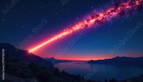 Breathtaking Meteor Shower Across Night Sky Luminous Trail of Light and Dreams