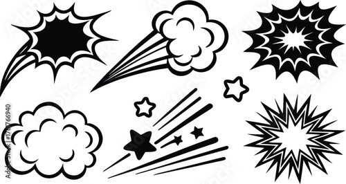 Comic Book Explosion and Burst Elements