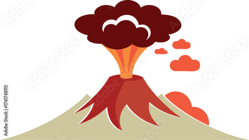 Volcano Eruption Flat Design Icon