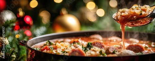 Traditional sauerkraut soup served for Christmas.