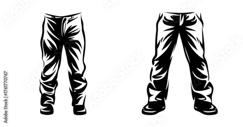 Artistic sketch of men's pants featuring detailed folds and texture showing tailored fit and casual style