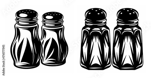 Vintage style metal and glass salt and pepper shakers set a classic kitchen essential duo