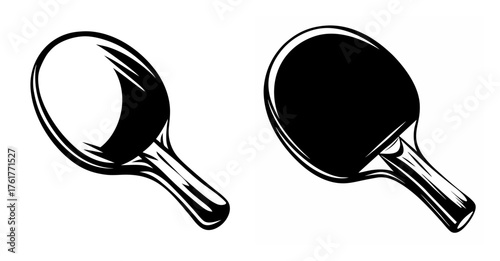 Two classic ping pong paddles one light one dark showing different sides of table tennis equipment