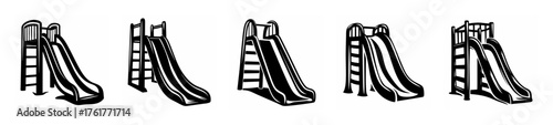 Playground slide graphics in a sketchy doodle style perfect for creative projects and playful designs
