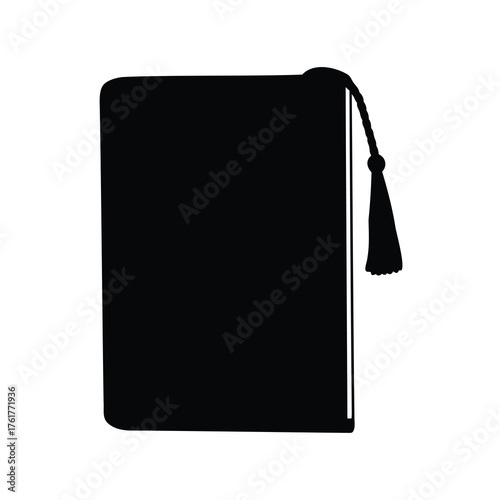Isolated black hardcover book with a decorative tassel is very elegant