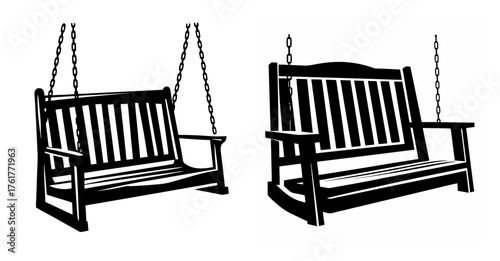 Two classic wooden porch swings with chains ready for outdoor relaxation and enjoyment