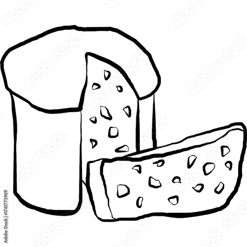Panettone Hand Drawn Italian Christmas Cake Doodles Isolated Holiday Italian Bread Illustration Christmas Minimal Outline Fruit Cake 